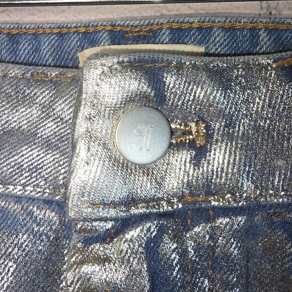 PILCRO DENIUM SKIRT METALLIC FINISH WOMENS SIZE 10 NWT - Picture 2 of 7